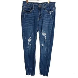 Judy Blue Mid Rise Distressed Skinny Jeans